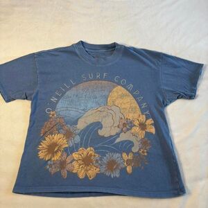 O’Neill Women’s Blue Surf Graphic T-Shirt | Wave & Flower | Size Small